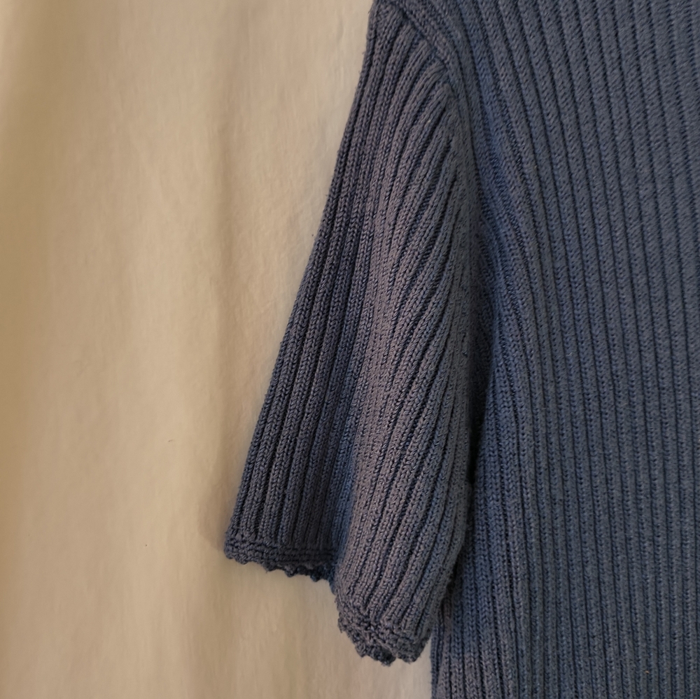 Sag Harbor Periwinkle Ribbed Cardigan with Purple Buttons - Picture 5 of 5